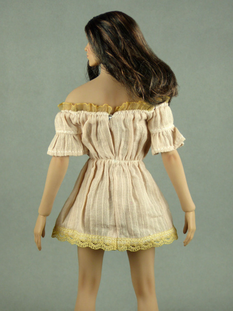 Nouveau Toys 1/6 Scale Female Beige Lace Off-Shoulder Romper Mini Dress